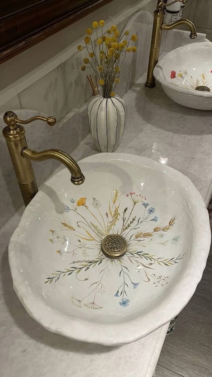 Elegant Floral Basin Sink Design