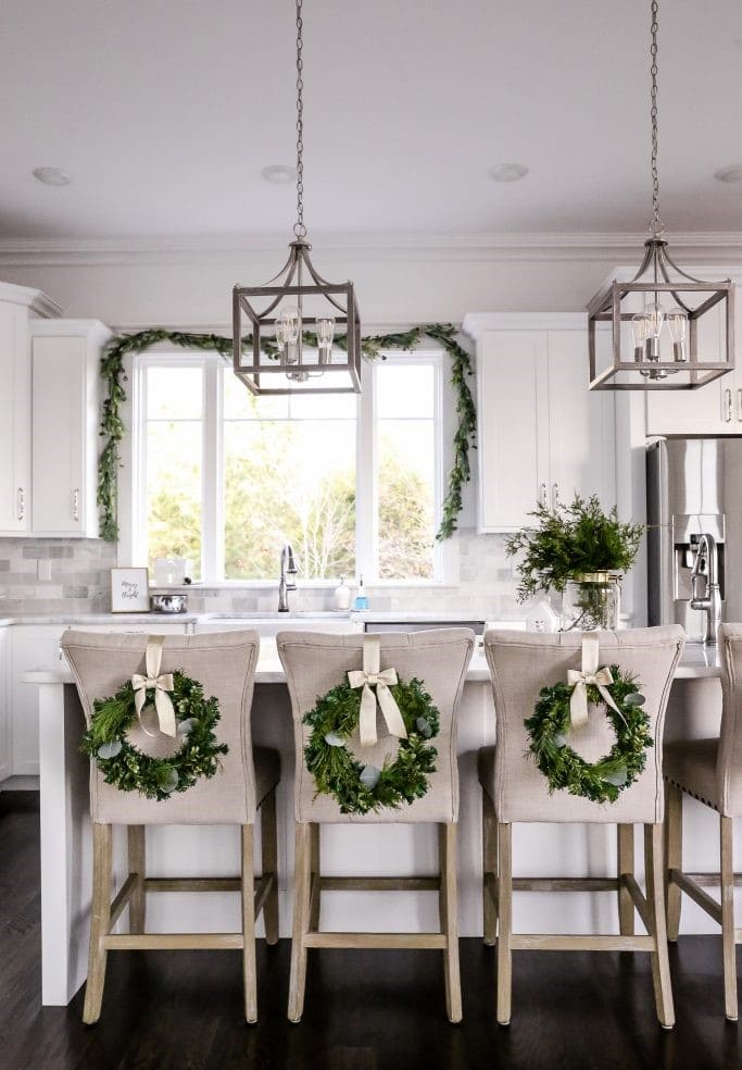 Elegant Wreath-Adorned Bar Chairs