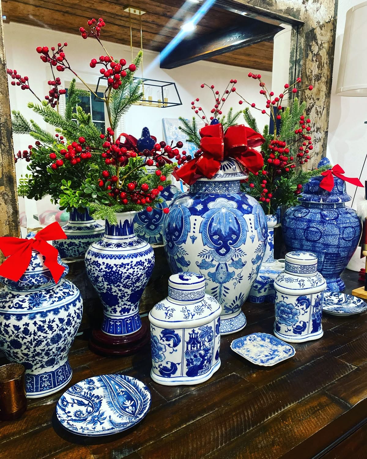 Festive Blue and White Display