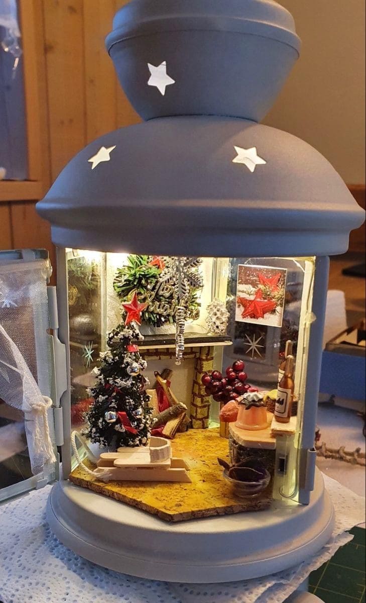 Festive Christmas Fireplace Lantern