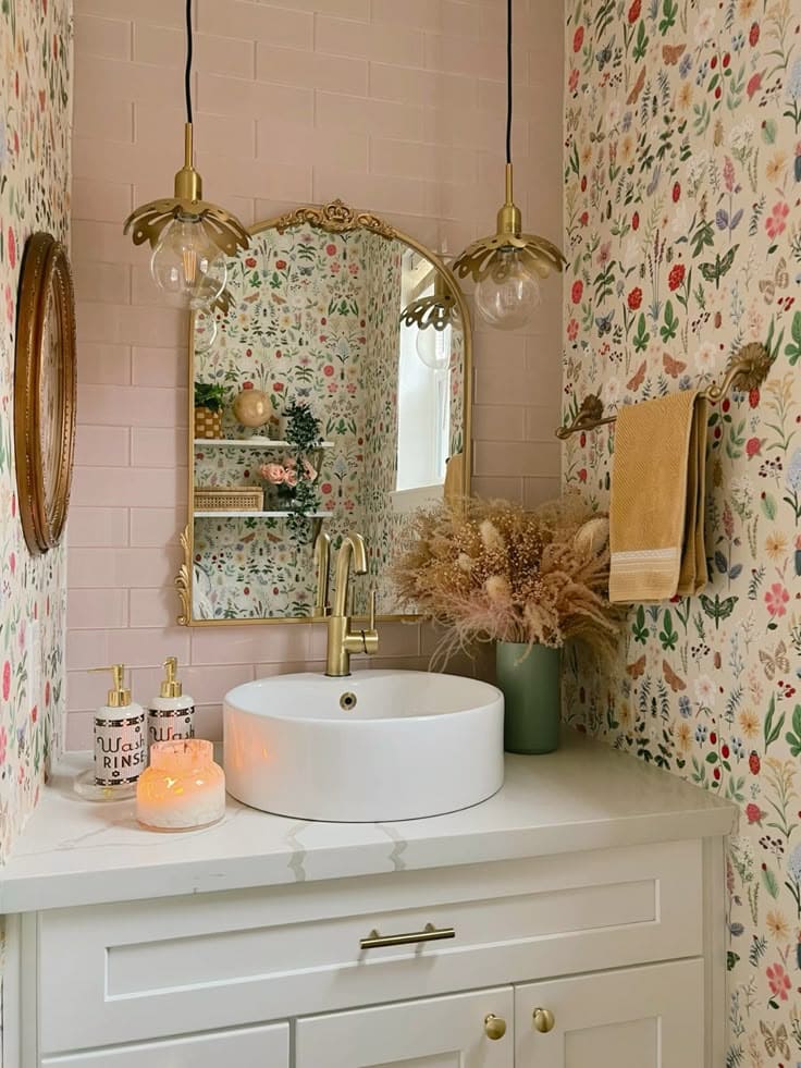 Floral Charm Powder Room