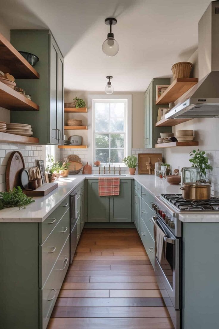 Fresh Green Galley Kitchen