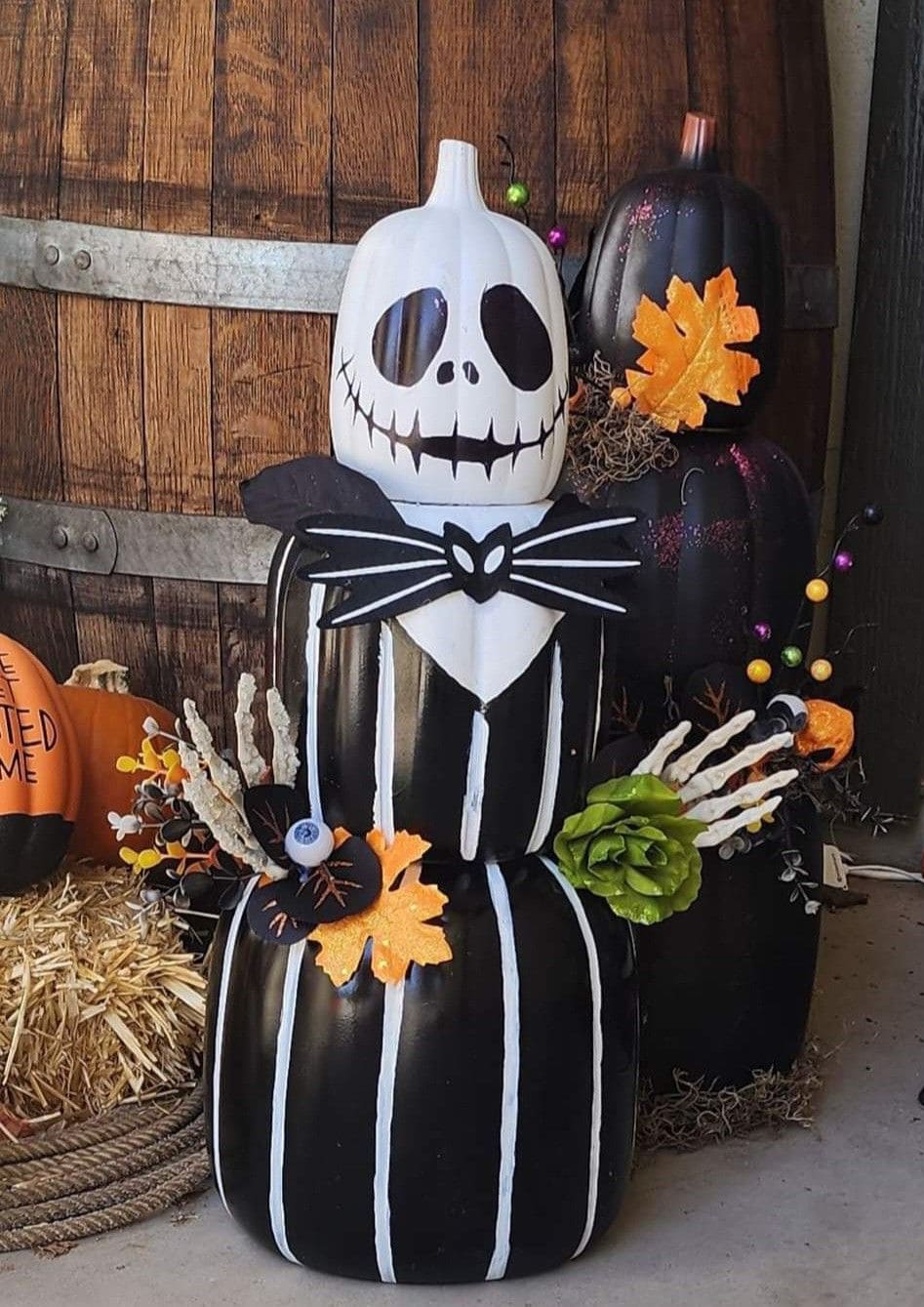 Jack Skellington-Inspired Pumpkin Stack