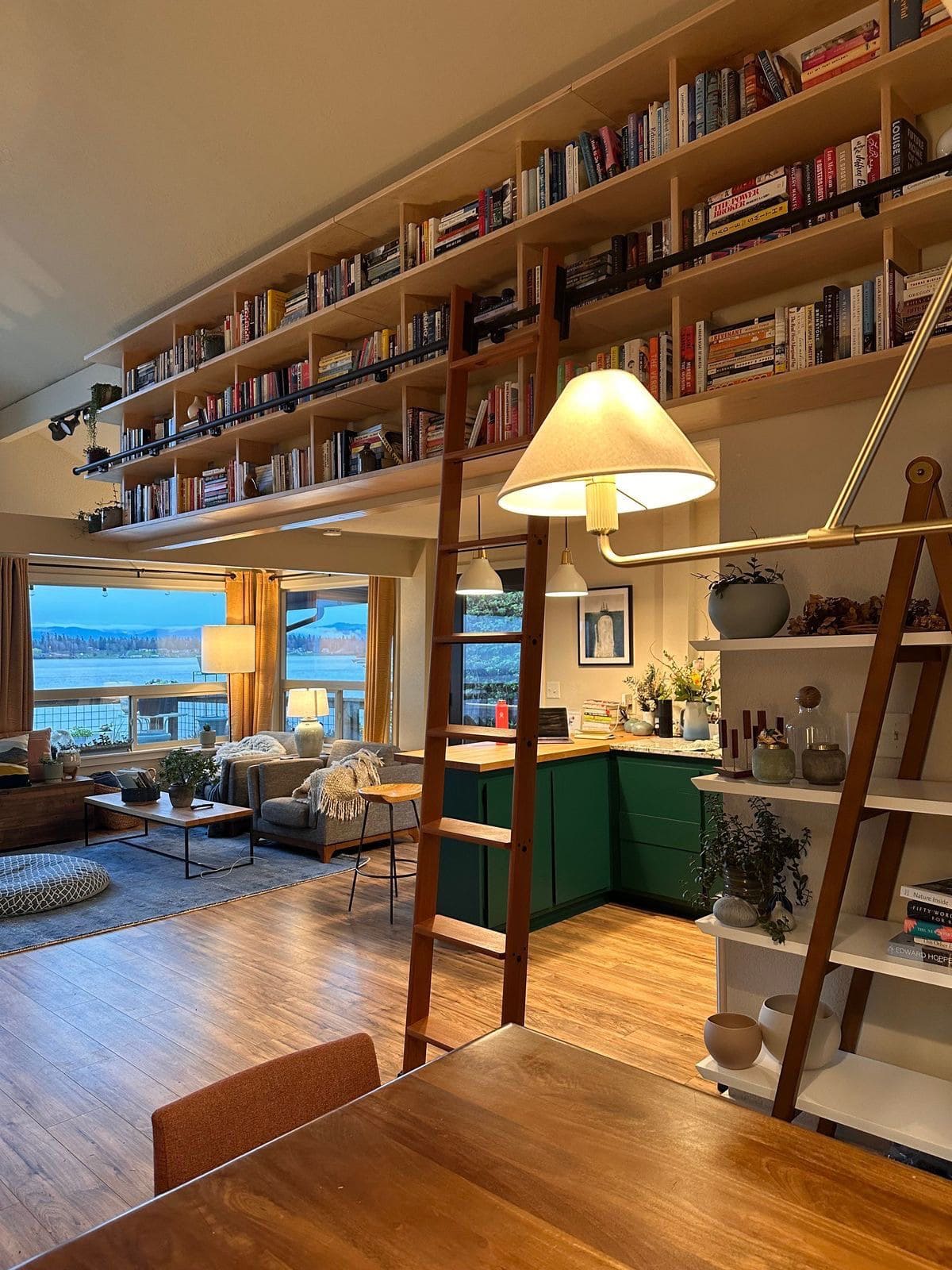 Loft-Style High Ceiling Library