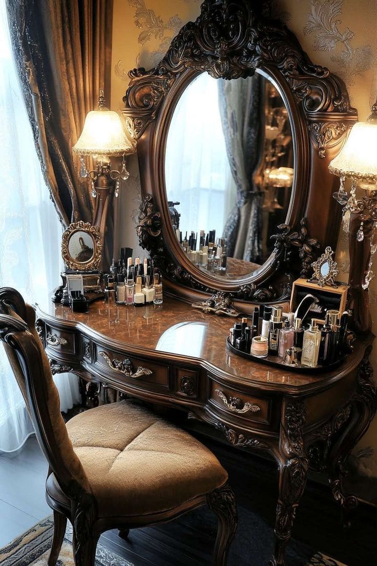 Luxurious Antique Carved Vanity
