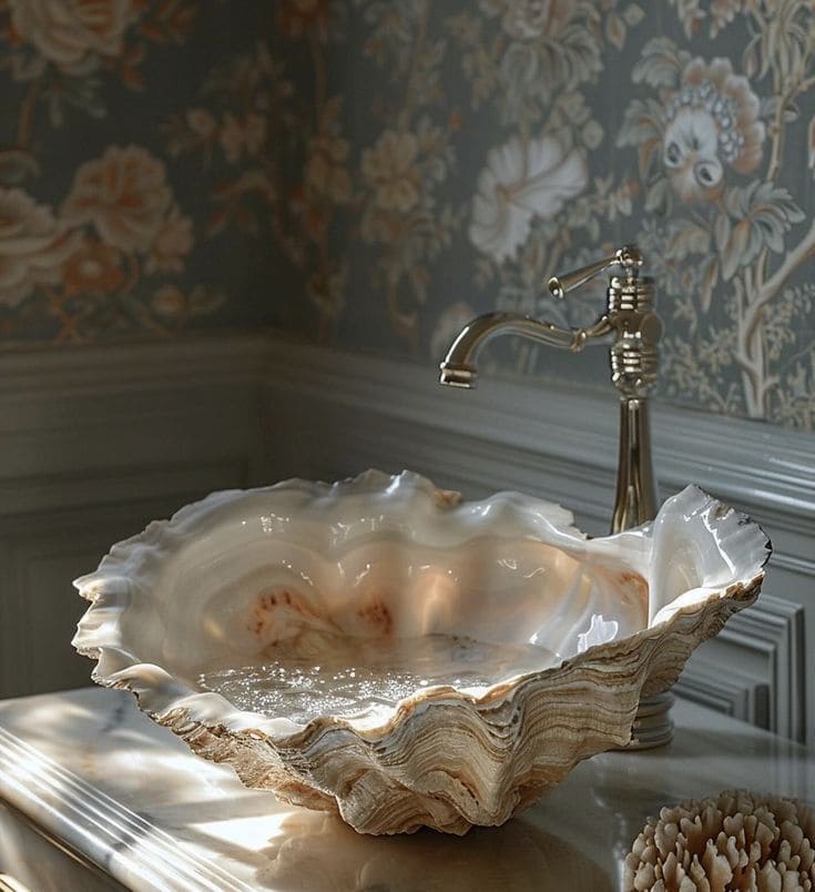 Luxurious Seashell-Inspired Stone Sink