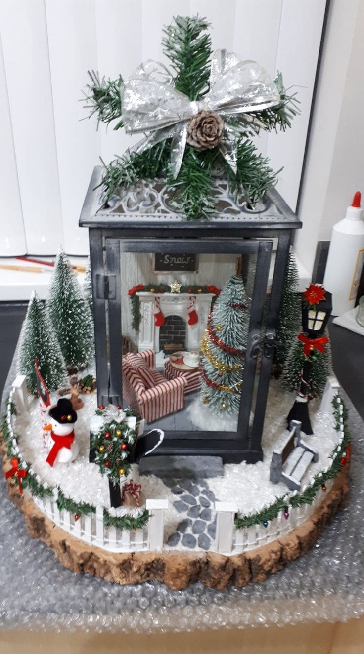 Miniature Christmas Cottage Lantern