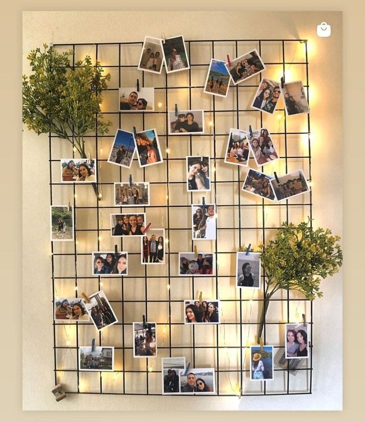 Minimalist Wire Grid Photo Display