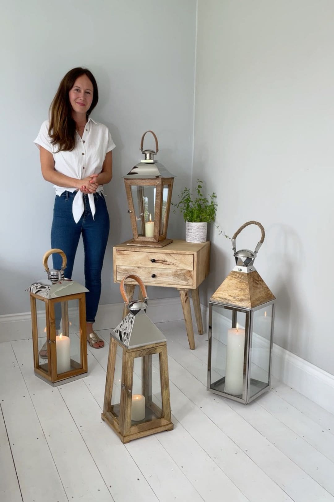 Minimalist Wood and Metal Lanterns