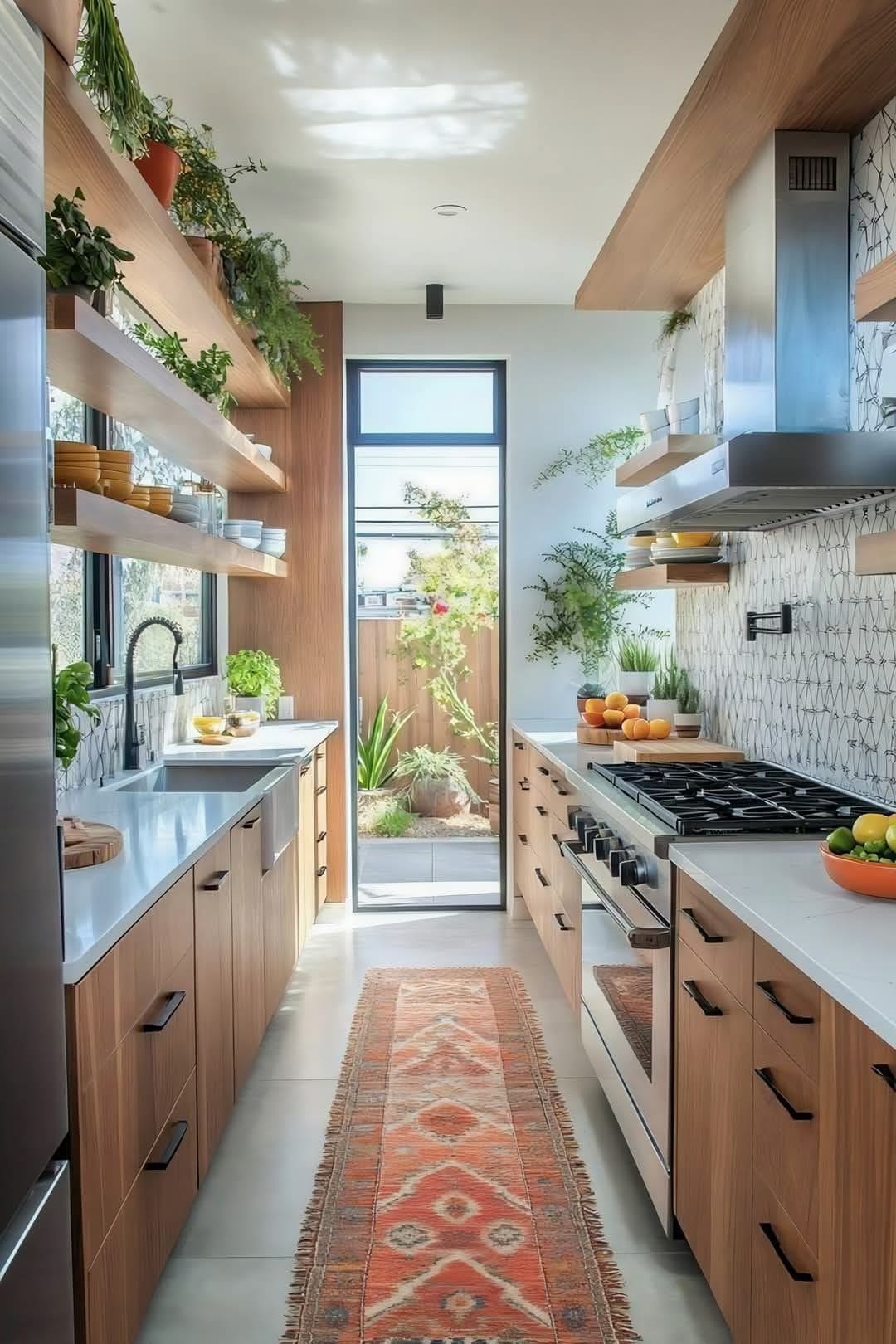 Modern Boho Galley Kitchen