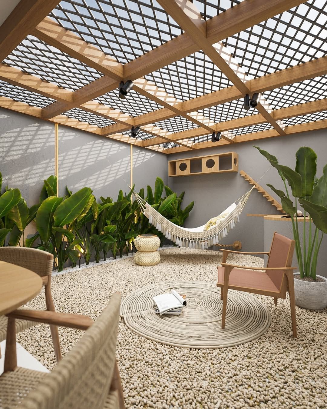 Modern Skylit Hammock Lounge Retreat