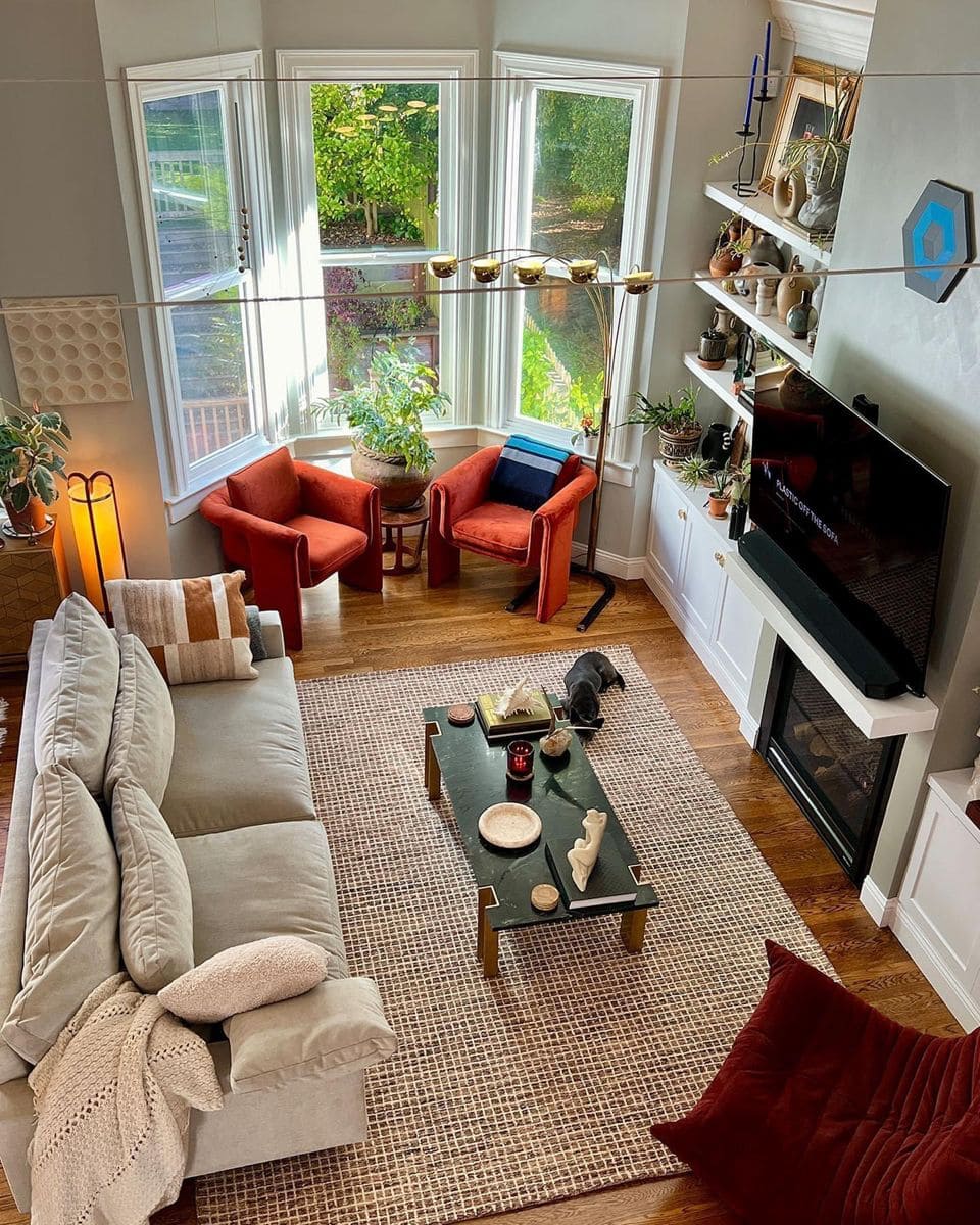 Modern Warmth by the Bay Window