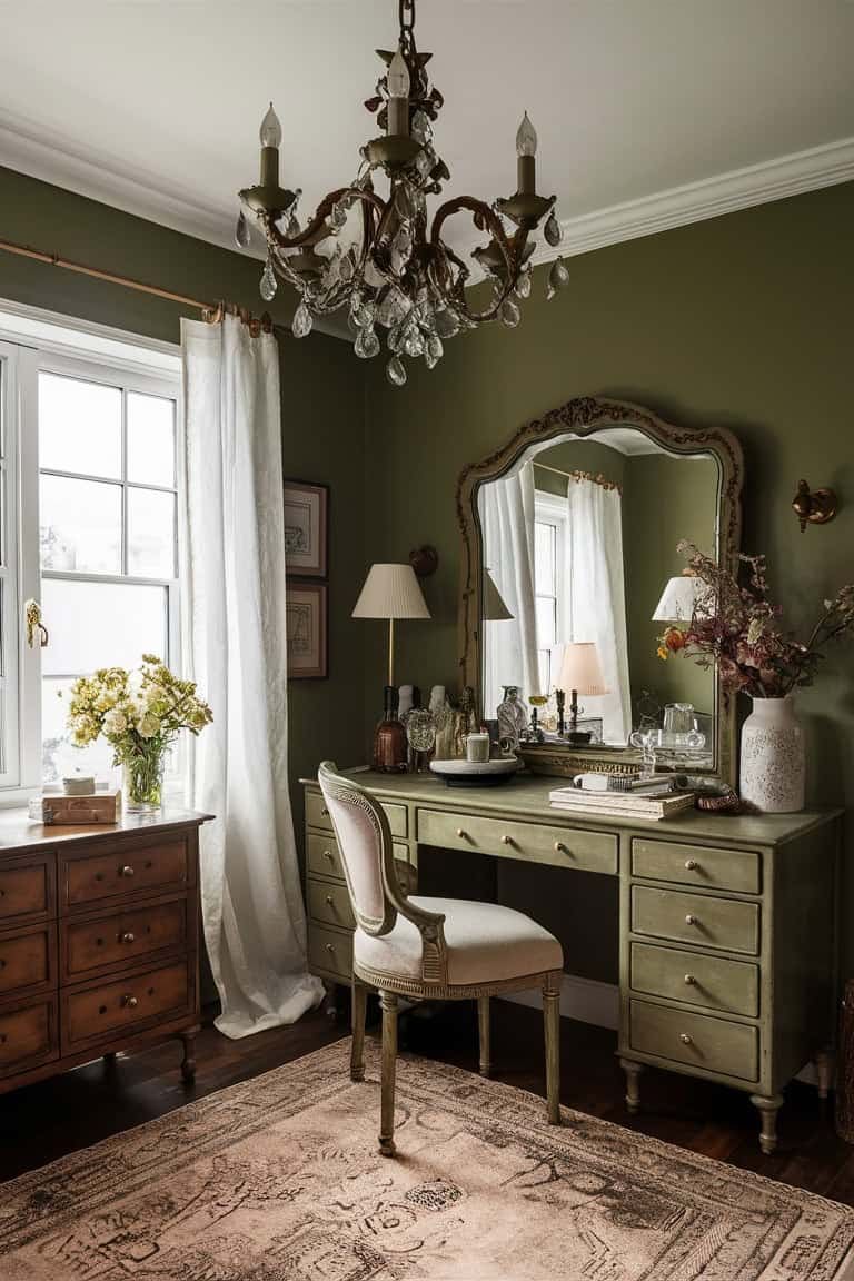 Olive Green Vintage Vanity