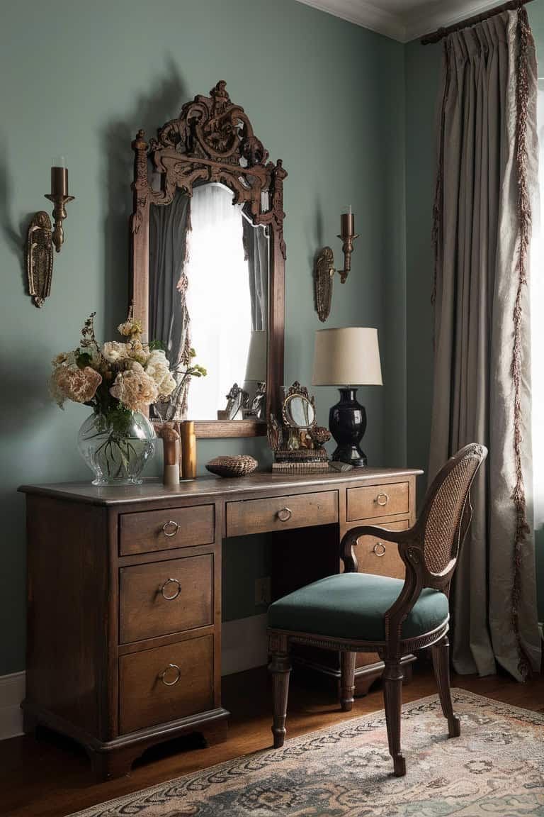 Ornate Carved Wood Vanity