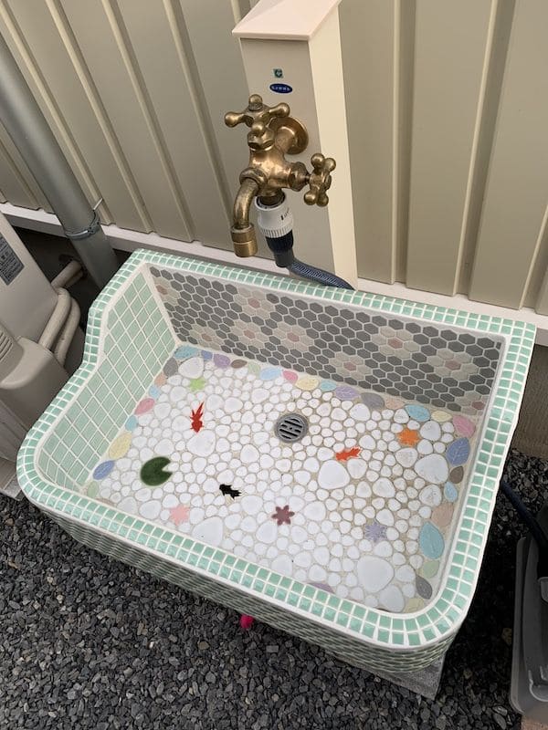 Outdoor Mosaic Pond-Inspired Sink