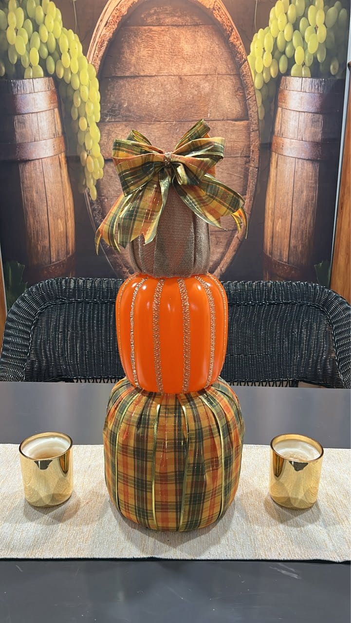Plaid Harvest Pumpkin Tower