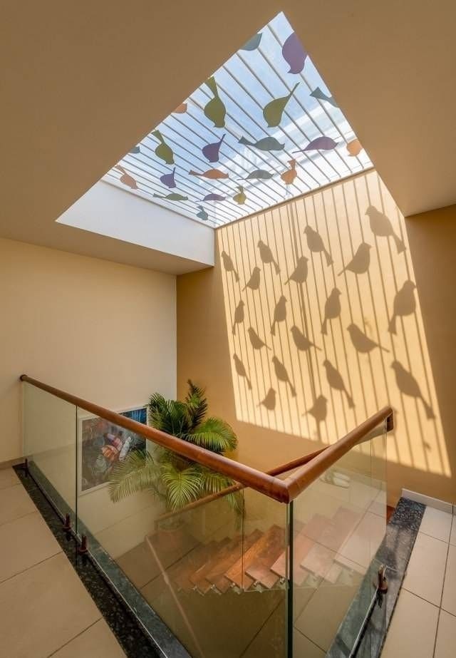 Playful Bird Silhouette Skylight