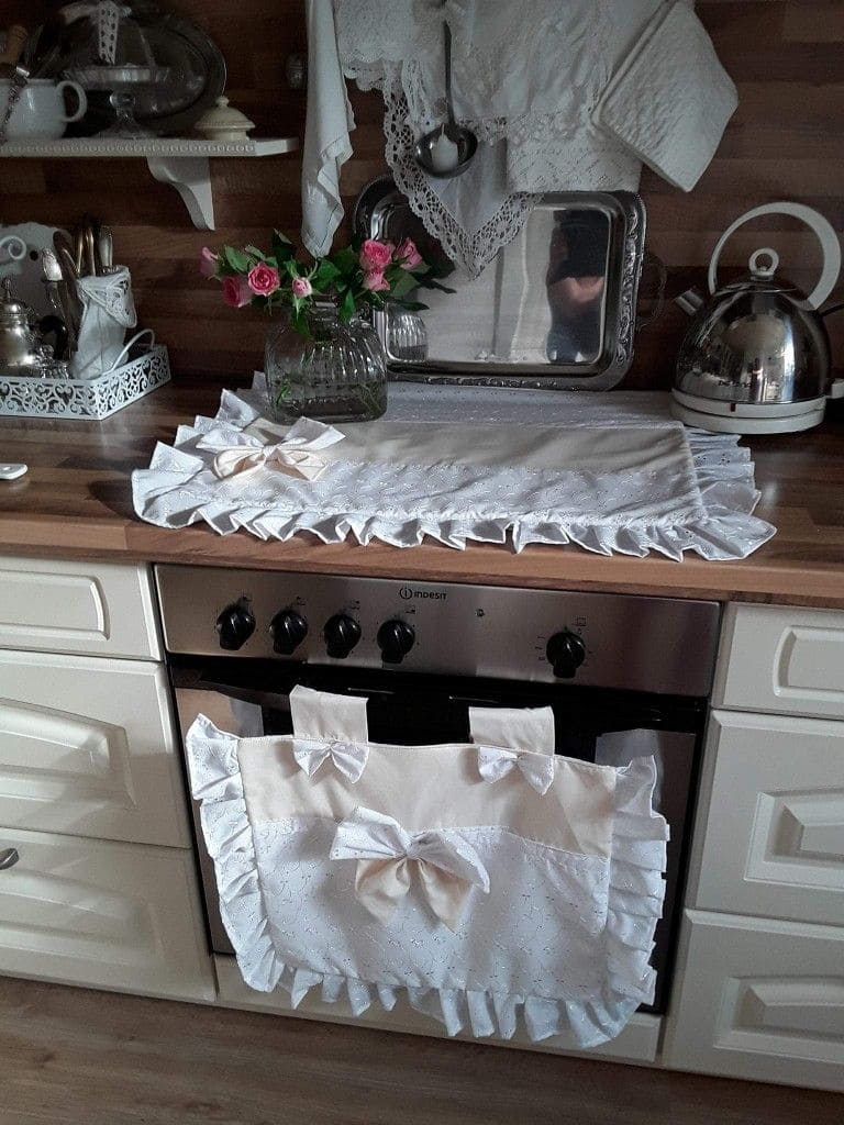 Pure Elegance White Lace Oven Curtain