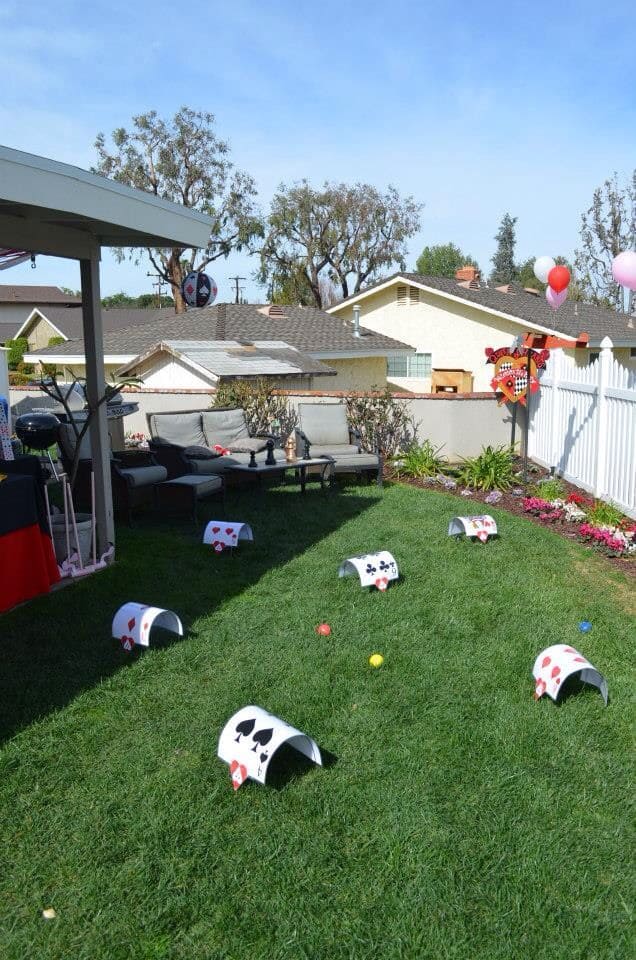 Queens Croquet Lawn Game Setup