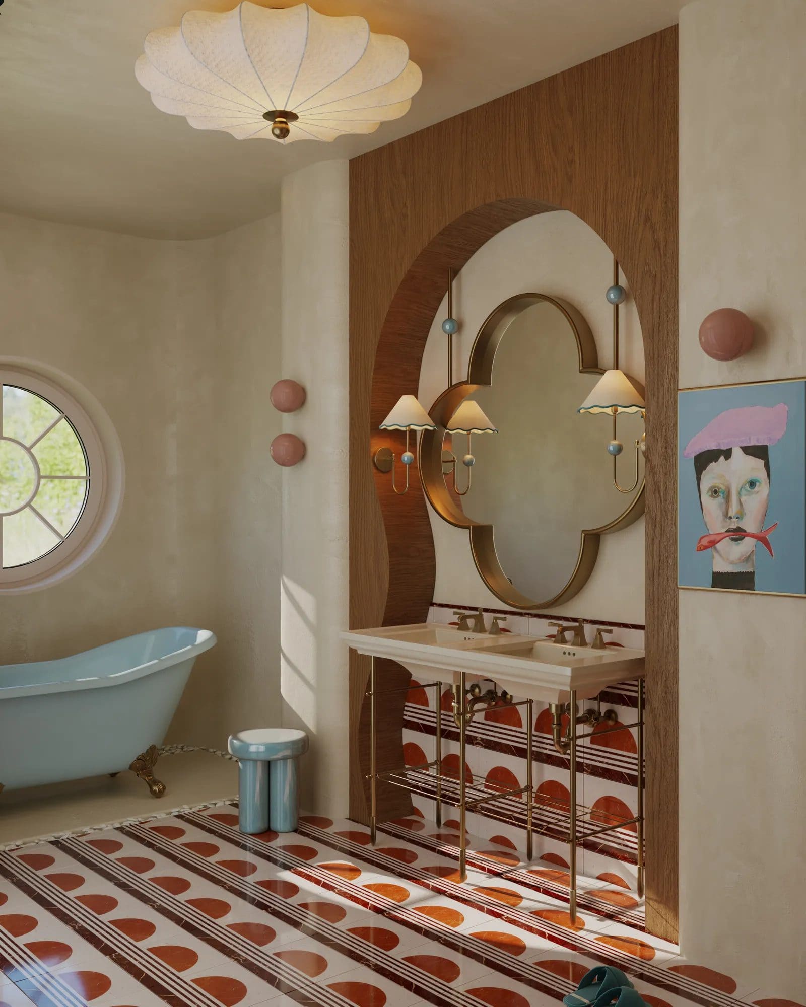 Retro Sunburst Tile Glamour