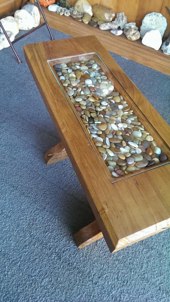 River Stone Inlay Coffee Table