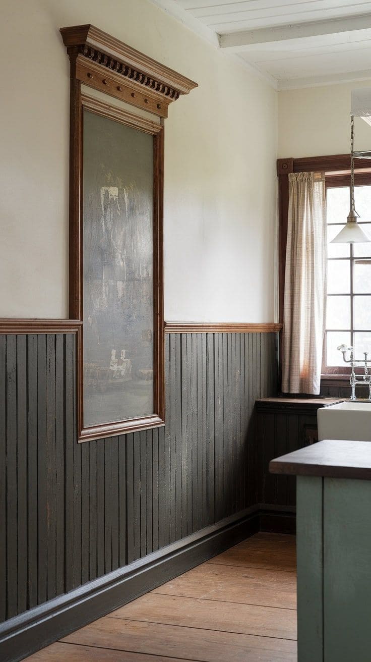 Rustic Beadboard Wainscoting in Deep Charcoal
