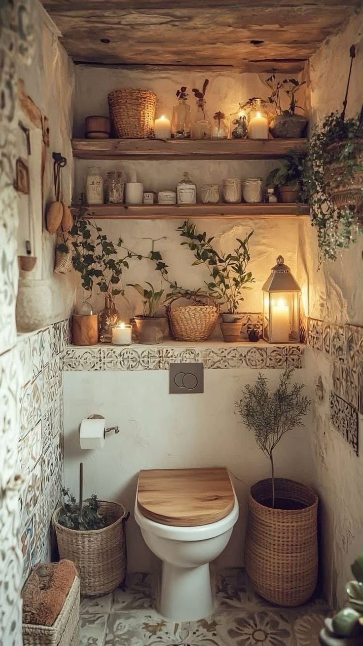 Rustic Candlelit Mini Powder Room