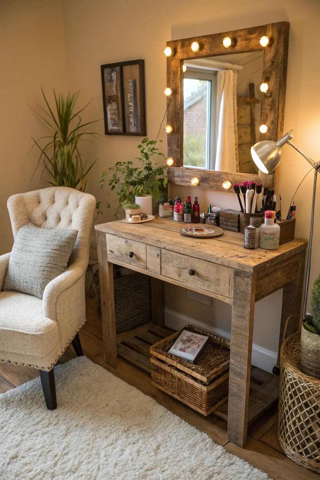 Rustic Glam Makeup Vanity