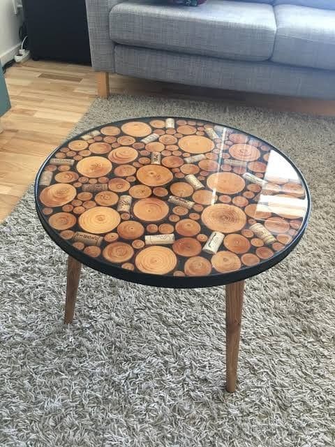 Rustic Log Slice Resin Coffee Table