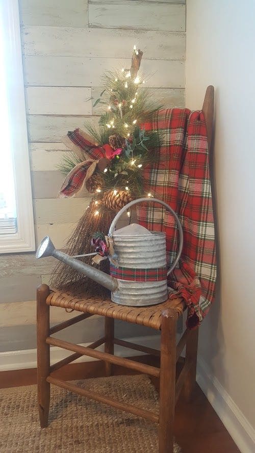 Rustic Plaid Christmas Chair Accent
