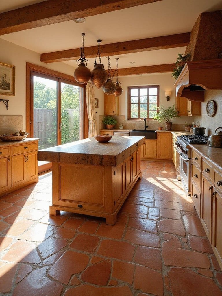Rustic Terracotta with Warm Wooden Accents Kitchen
