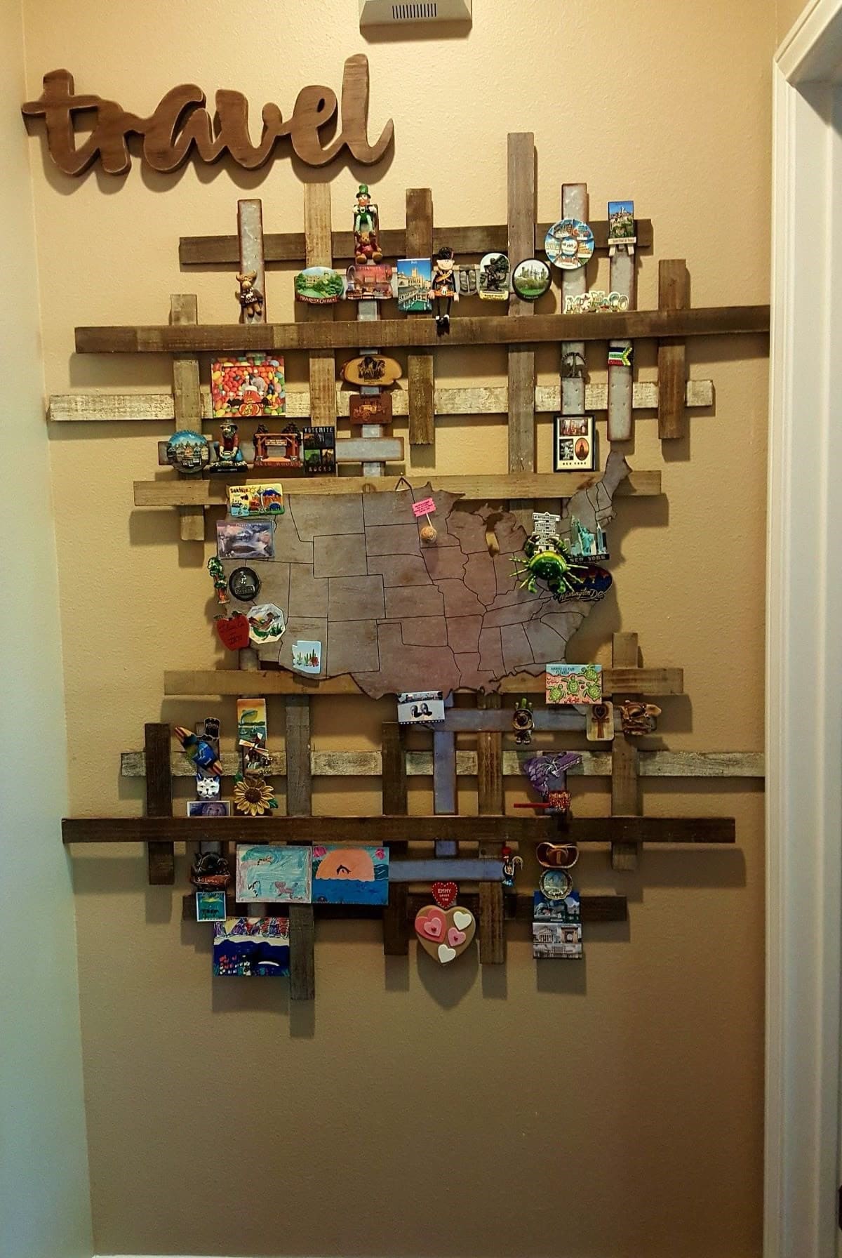 Rustic Travel Map Display Wall