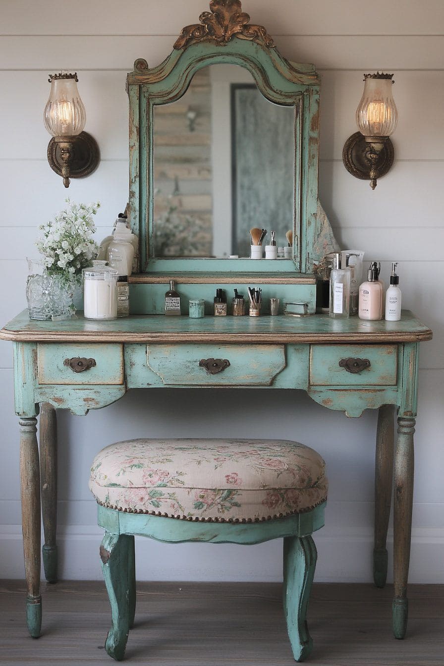 Shabby Chic Mint Vanity