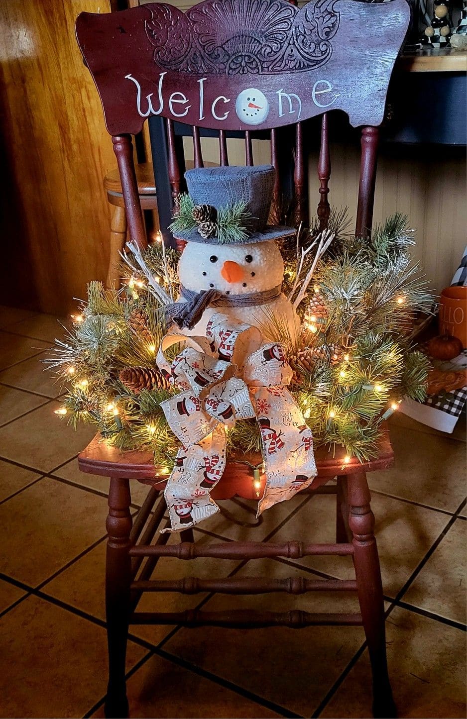 Snowman Welcome Chair Display