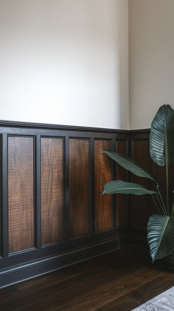 Sophisticated Dark Wood Panel Wainscoting