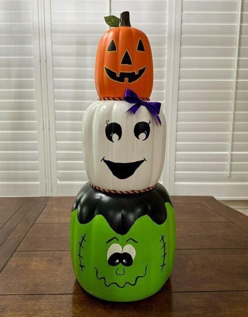 Stacked Halloween Character Pumpkins