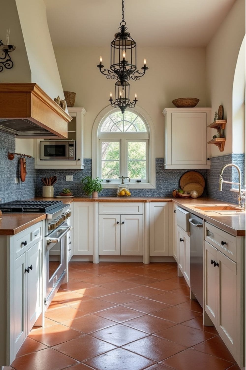 Sunlit Kitchen with Terracotta Flooring