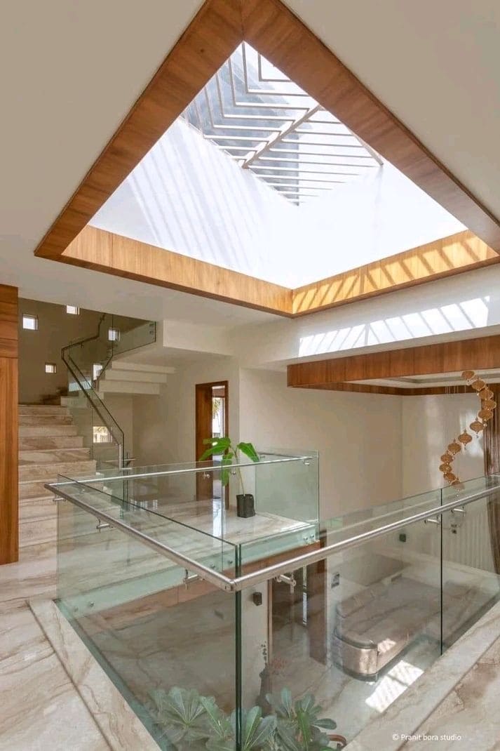 Triangular Skylight with Modern Warmth