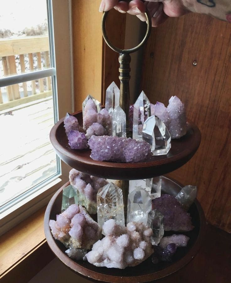 Two-Tier Amethyst Crystal Stand