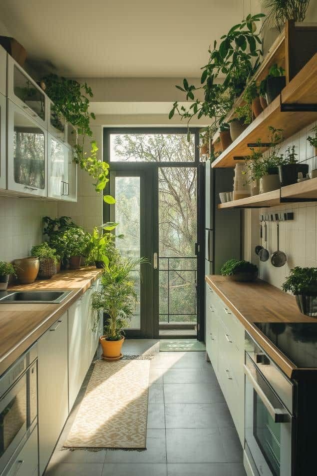 Urban Jungle Galley Kitchen Retreat