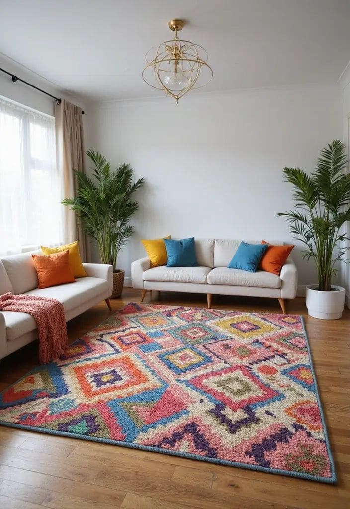 Vibrant Mid-Century Boho Living Room