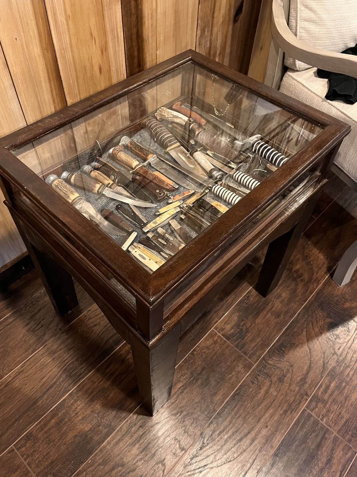 Vintage Knife Collector Display Table