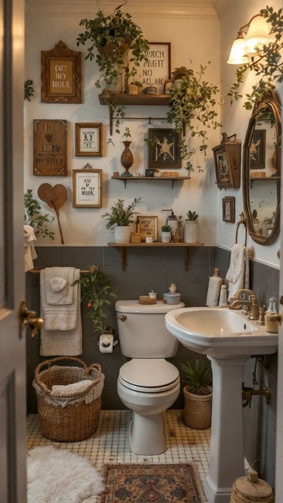 Vintage Woodland Bathroom Nook