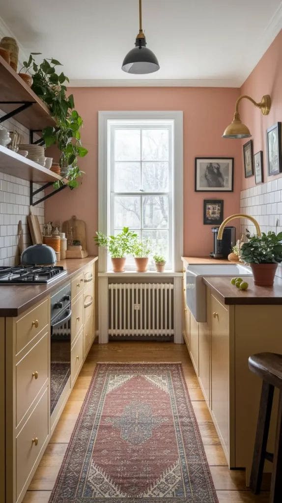Warm Vintage Galley Kitchen