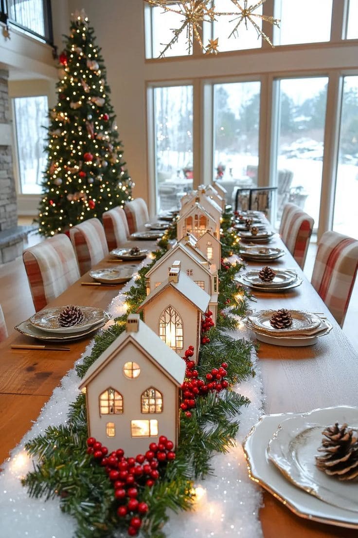 Christmas Village Table Runner Display