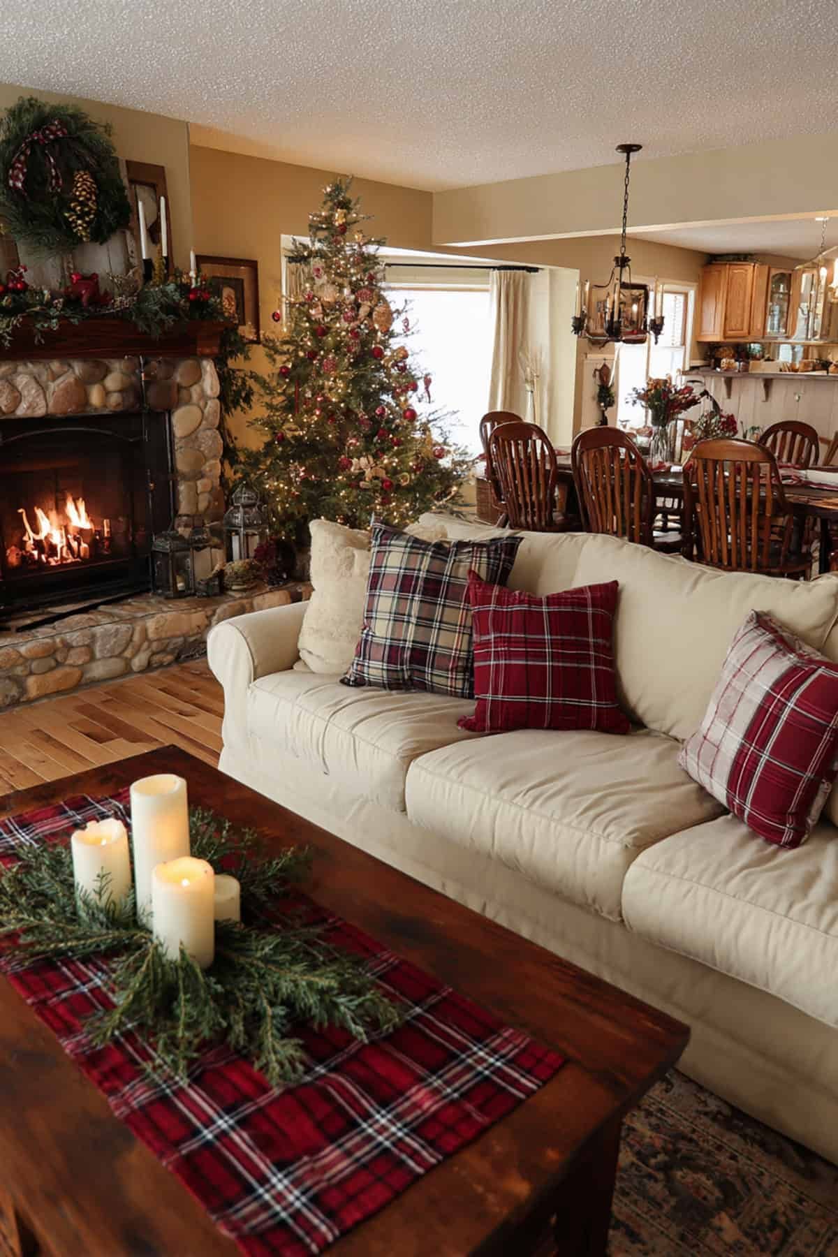 Classic Plaid Christmas Living Room