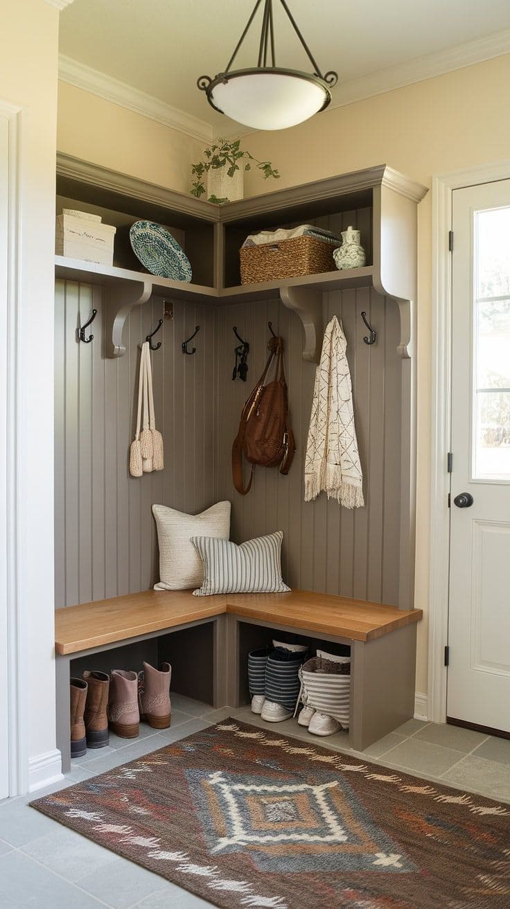 Corner Comfort Mudroom Design