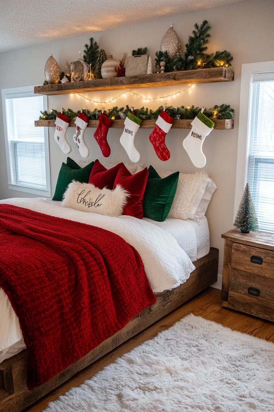 Cozy Bedroom Stocking Shelf Display
