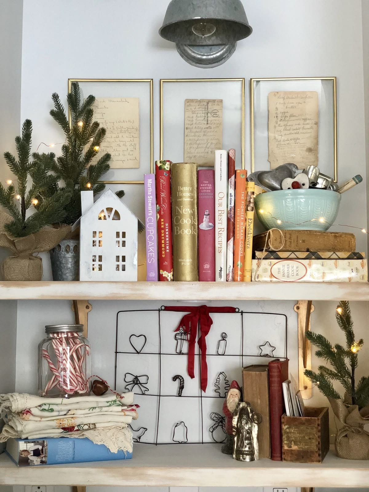 Cozy Christmas Cookbook Shelf