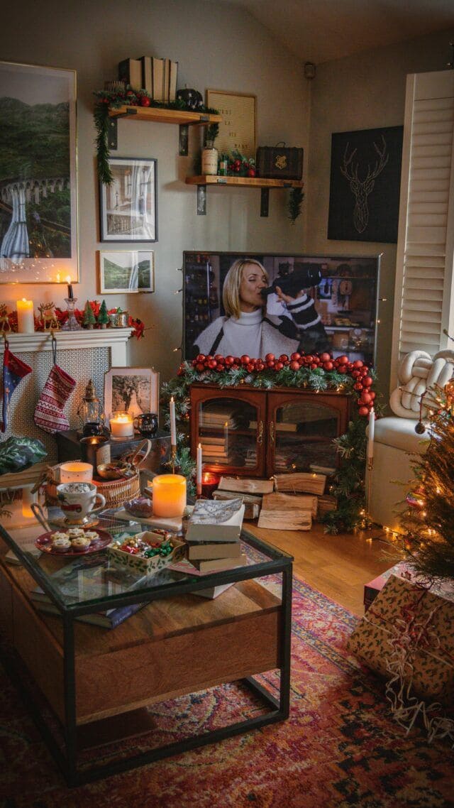 Cozy Christmas Movie Night Corner